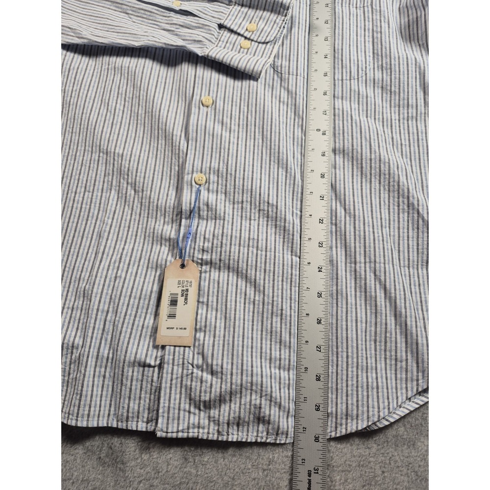 Peter Millar Seaside Collection Large Blue Gray Stripe 100% Cotton Button Down - Picture 6 of 7